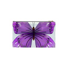 Purple Awareness Butterfly Cosmetic Bag (Small) from UrbanLoad.com Back