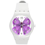 Purple Awareness Butterfly Plastic Sport Watch (Medium)