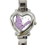 Purple Awareness Butterfly 2 Heart Italian Charm Watch 