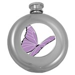 Purple Awareness Butterfly 2 Hip Flask (Round)