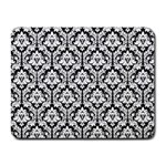 White On Black Damask Small Mouse Pad (Rectangle)