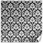 White On Black Damask Canvas 16  x 16  (Unframed)