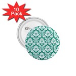 White On Emerald Green Damask 1.75  Button (10 pack)