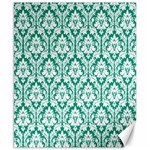 White On Emerald Green Damask Canvas 8  x 10  (Unframed)