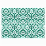 White On Emerald Green Damask Glasses Cloth (Large)