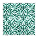 White On Emerald Green Damask Face Towel