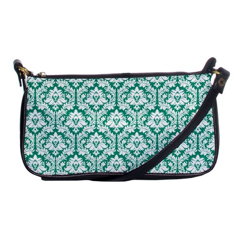 Emerald Green Damask Pattern Shoulder Clutch Bag from UrbanLoad.com Front