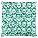 Emerald Green Damask Pattern Large Cushion Case (One Side)