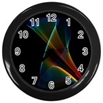 Abstract Rainbow Lily, Colorful Mystical Flower  Wall Clock (Black)