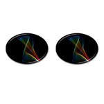 Abstract Rainbow Lily, Colorful Mystical Flower  Cufflinks (Oval)