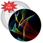 Peacock Symphony, Abstract Rainbow Music 3  Button (10 pack)