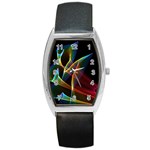Peacock Symphony, Abstract Rainbow Music Tonneau Leather Watch