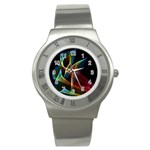 Peacock Symphony, Abstract Rainbow Music Stainless Steel Watch (Slim)