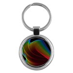 Liquid Rainbow, Abstract Wave Of Cosmic Energy  Key Chain (Round)