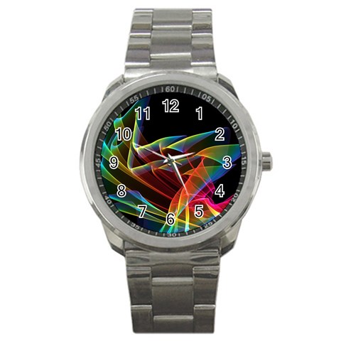 Dancing Northern Lights, Abstract Summer Sky  Sport Metal Watch from UrbanLoad.com Front