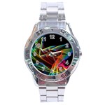 Dancing Northern Lights, Abstract Summer Sky  Stainless Steel Watch