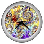 Desert Winds, Abstract Gold Purple Cactus  Wall Clock (Silver)