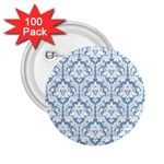 White On Light Blue Damask 2.25  Button (100 pack)