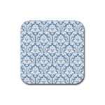 White On Light Blue Damask Drink Coasters 4 Pack (Square)