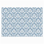 White On Light Blue Damask Glasses Cloth (Large, Two Sided)