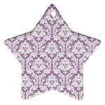 White On Lilac Damask Star Ornament