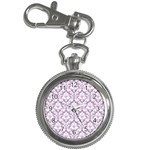 White On Lilac Damask Key Chain Watch