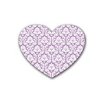 White On Lilac Damask Drink Coasters (Heart)
