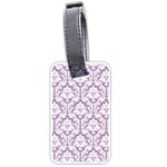 White On Lilac Damask Luggage Tag (Two Sides)