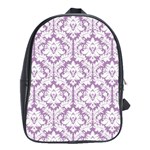 White On Lilac Damask School Bag (XL)