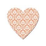White On Orange Damask Magnet (Heart)