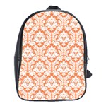 White On Orange Damask School Bag (Large)