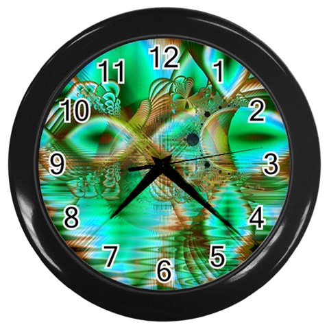 Spring Leaves, Abstract Crystal Flower Garden Wall Clock (Black) from UrbanLoad.com Front