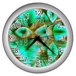 Spring Leaves, Abstract Crystal Flower Garden Wall Clock (Silver)