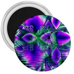 Evening Crystal Primrose, Abstract Night Flowers 3  Button Magnet