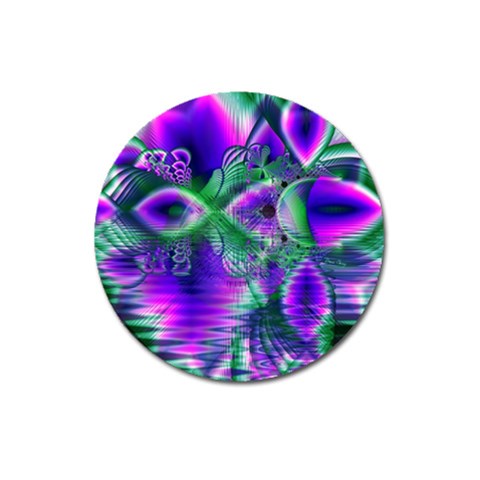 Evening Crystal Primrose, Abstract Night Flowers Magnet 3  (Round) from UrbanLoad.com Front