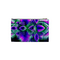 Evening Crystal Primrose, Abstract Night Flowers Cosmetic Bag (Small) from UrbanLoad.com Back