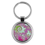 Raspberry Lime Surprise, Abstract Sea Garden  Key Chain (Round)