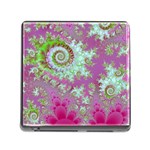 Raspberry Lime Surprise, Abstract Sea Garden  Memory Card Reader with Storage (Square)