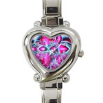 Ruby Red Crystal Palace, Abstract Jewels Heart Italian Charm Watch 