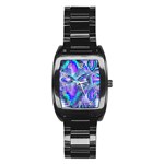 Peacock Crystal Palace Of Dreams, Abstract Stainless Steel Barrel Watch