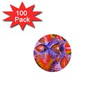 Crystal Star Dance, Abstract Purple Orange 1  Mini Button (100 pack)