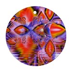 Crystal Star Dance, Abstract Purple Orange Round Ornament (Two Sides)
