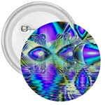 Abstract Peacock Celebration, Golden Violet Teal 3  Button