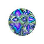 Abstract Peacock Celebration, Golden Violet Teal Drink Coaster (Round)