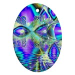 Abstract Peacock Celebration, Golden Violet Teal Oval Ornament (Two Sides)