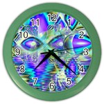 Abstract Peacock Celebration, Golden Violet Teal Wall Clock (Color)