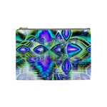 Abstract Peacock Celebration, Golden Violet Teal Cosmetic Bag (Medium)