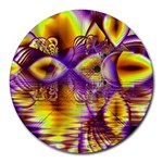 Golden Violet Crystal Palace, Abstract Cosmic Explosion 8  Mouse Pad (Round)