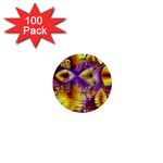 Golden Violet Crystal Palace, Abstract Cosmic Explosion 1  Mini Button (100 pack)