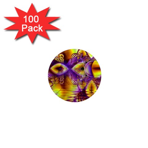Golden Violet Crystal Palace, Abstract Cosmic Explosion 1  Mini Button Magnet (100 pack) from UrbanLoad.com Front